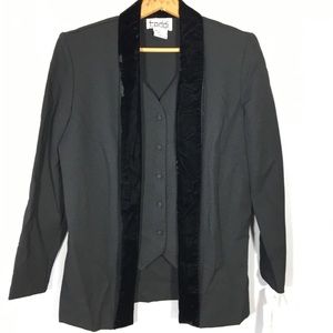 Vintage NWT Velvet Lapel Blazer w/ Attached Vest